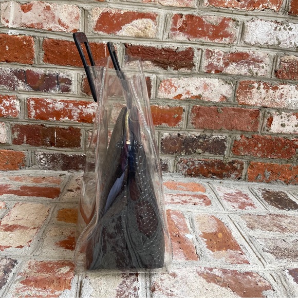Staud Black Croc and Clear PVC Shirley Bag - Picture 5 of 7
